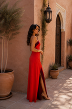 Vestido largo halter con abertura - vista 2