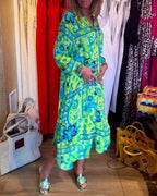 Vestido midi holgado estampado con bolsillos