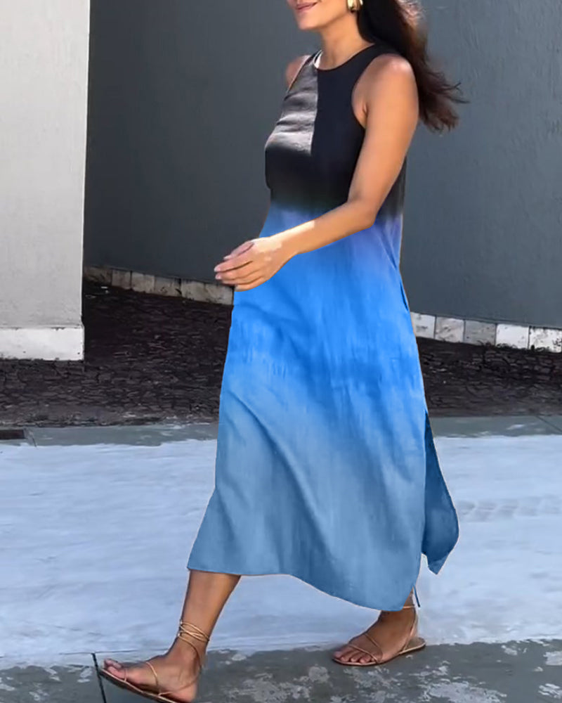 Vestido midi degradado sin mangas
