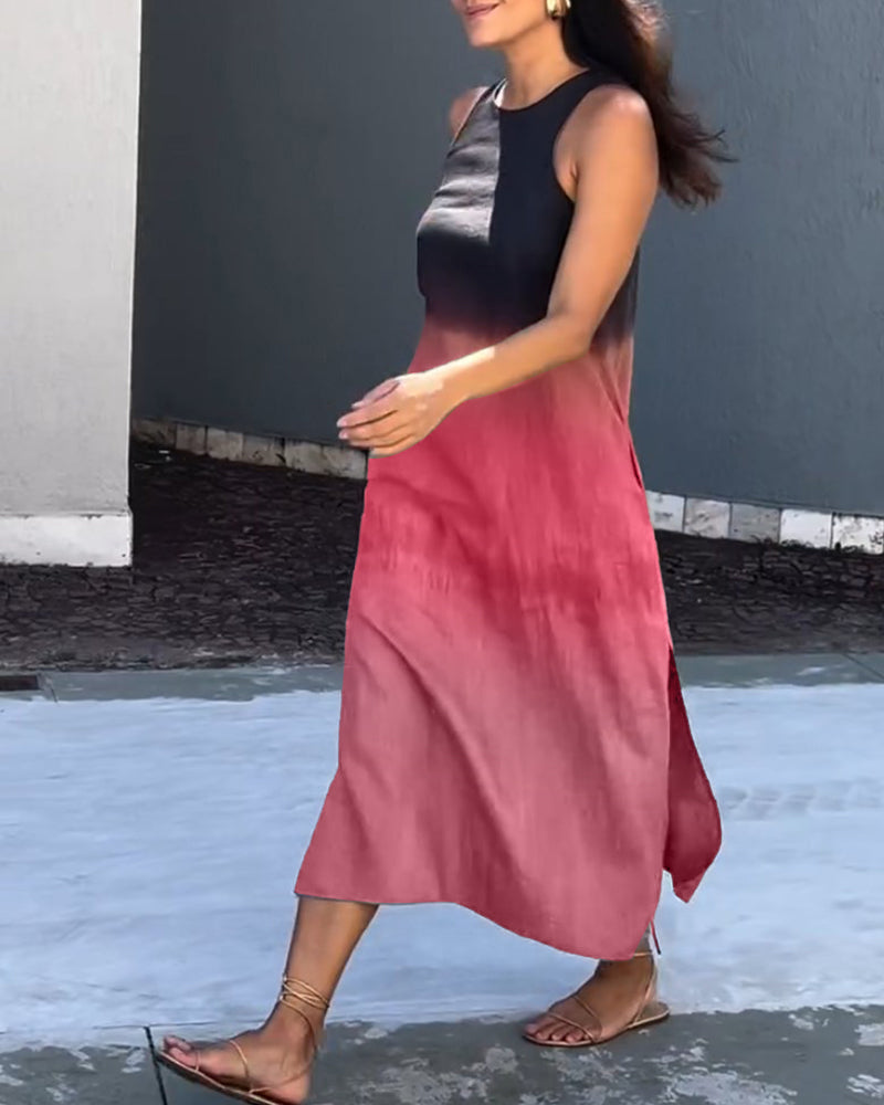 Vestido midi degradado sin mangas