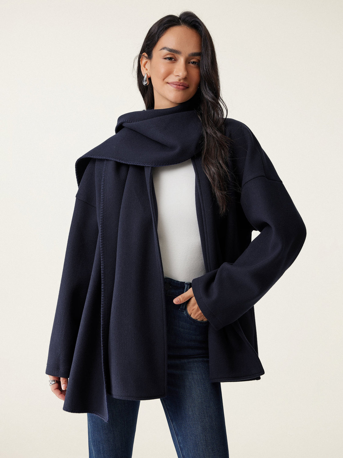 Alba™ | Abrigo convertible con cuello bufanda y bolsillos