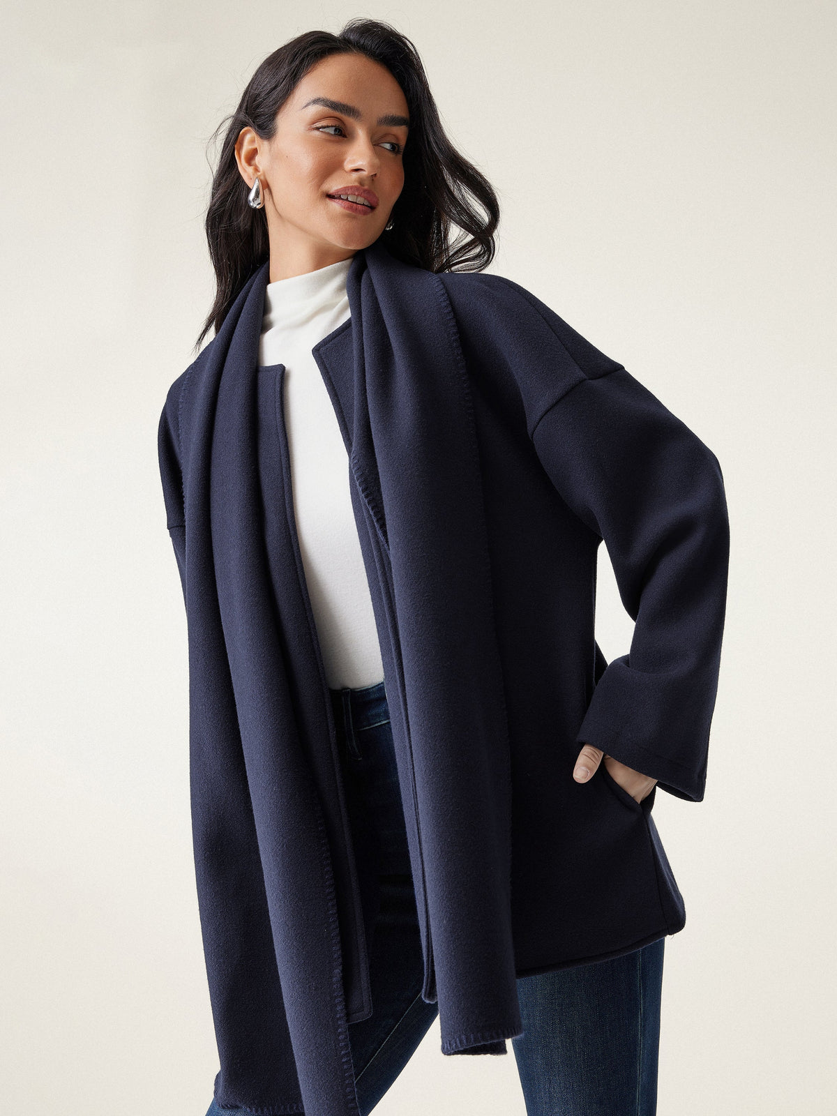 Alba™ | Abrigo convertible con cuello bufanda y bolsillos