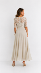 Vestido midi elegante con detalles de encaje