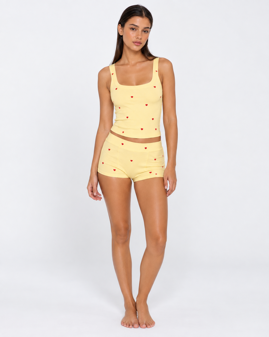 Pijama de canalé con estampado de corazones