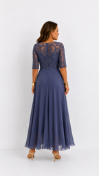 Vestido midi elegante con detalles de encaje