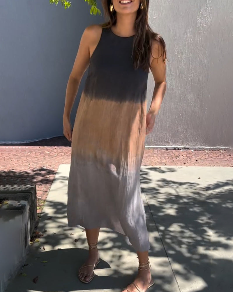 Vestido midi degradado sin mangas