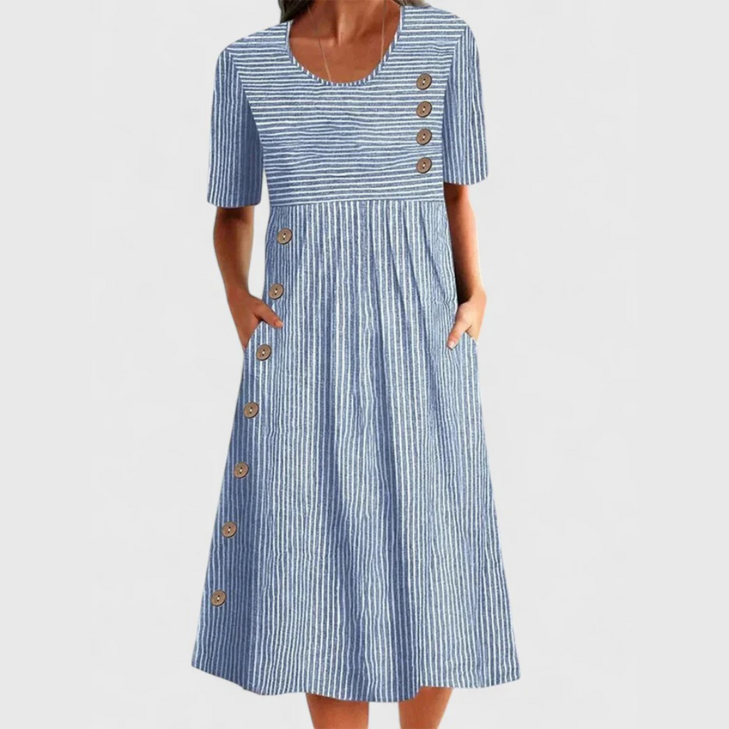 Julia | Vestido midi fluido a rayas