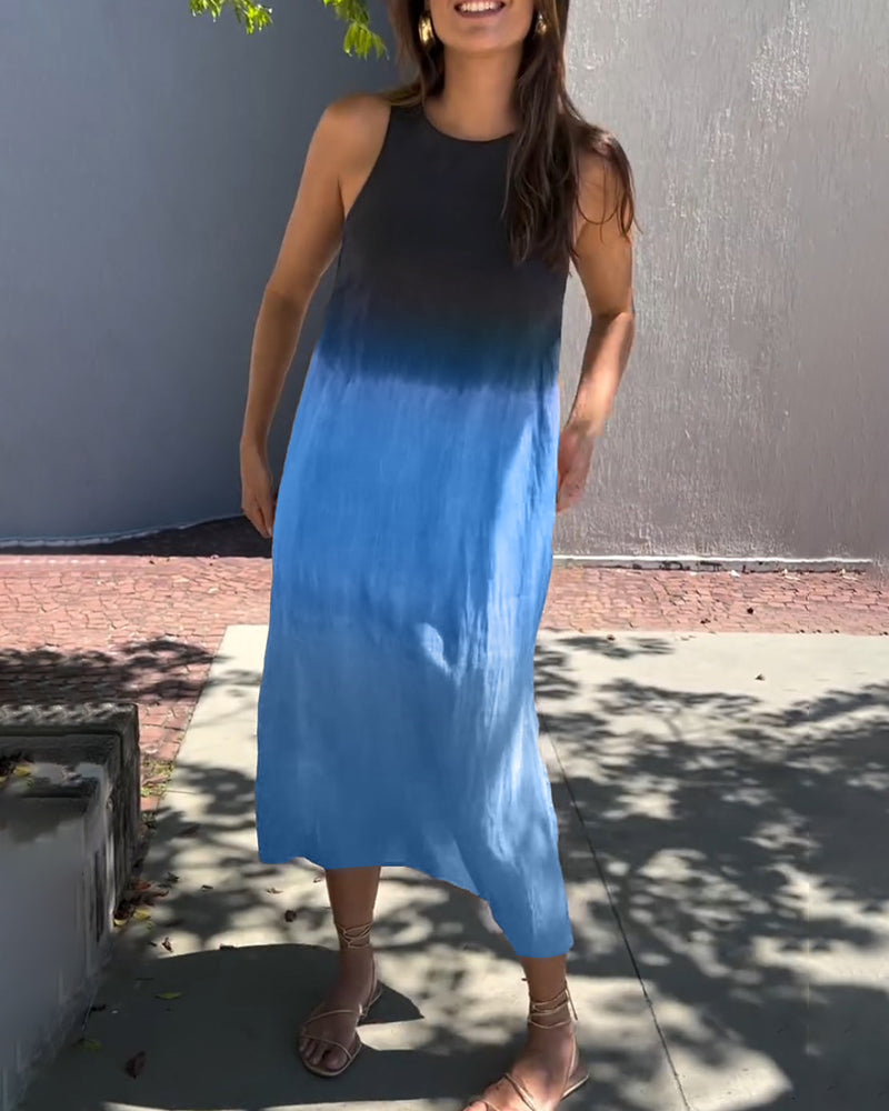Vestido midi degradado sin mangas