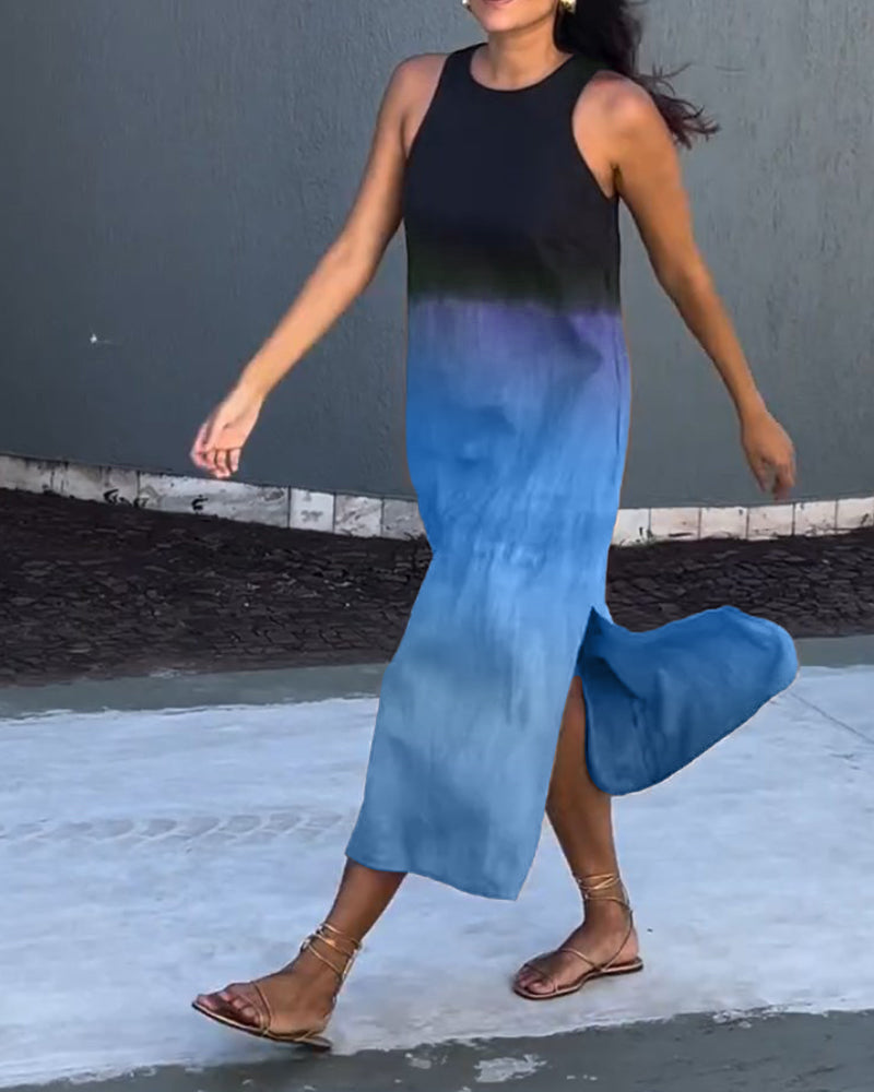 Vestido midi degradado sin mangas