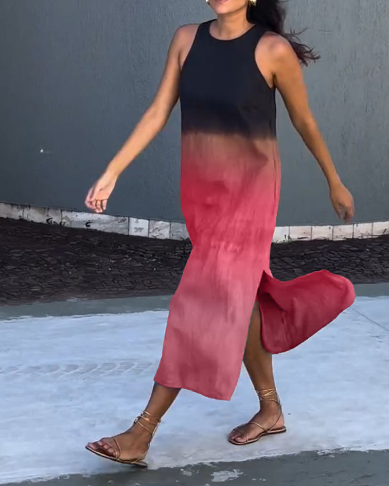 Vestido midi degradado sin mangas