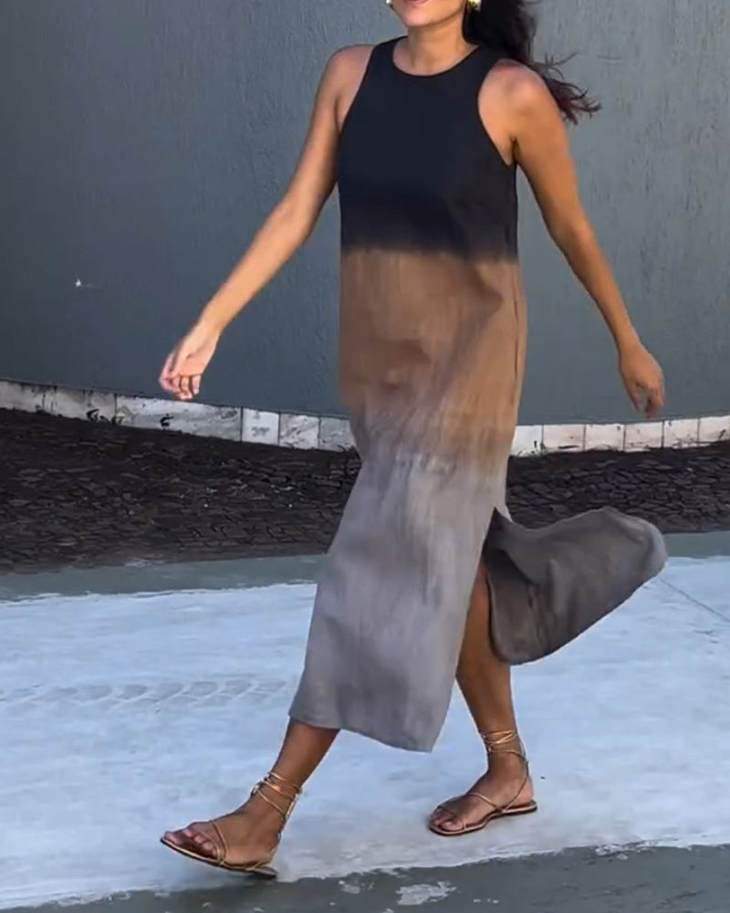 Vestido midi degradado sin mangas