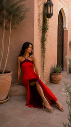 Vestido largo halter con abertura - vista 3