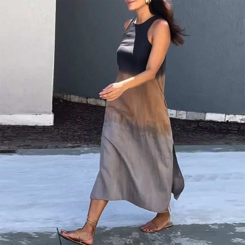 Vestido midi degradado sin mangas