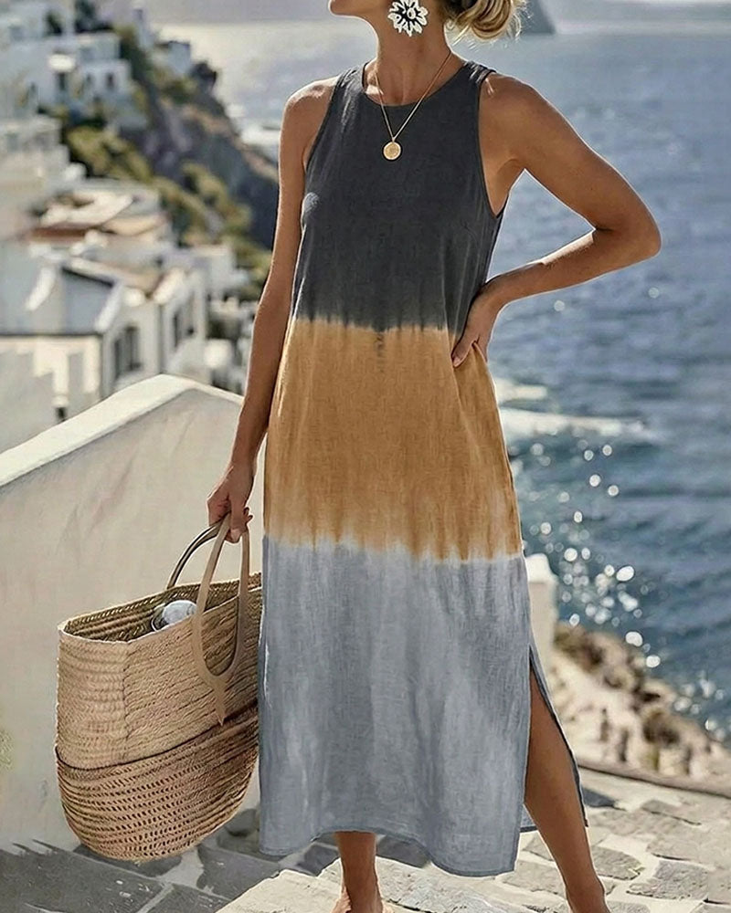 Vestido midi degradado sin mangas