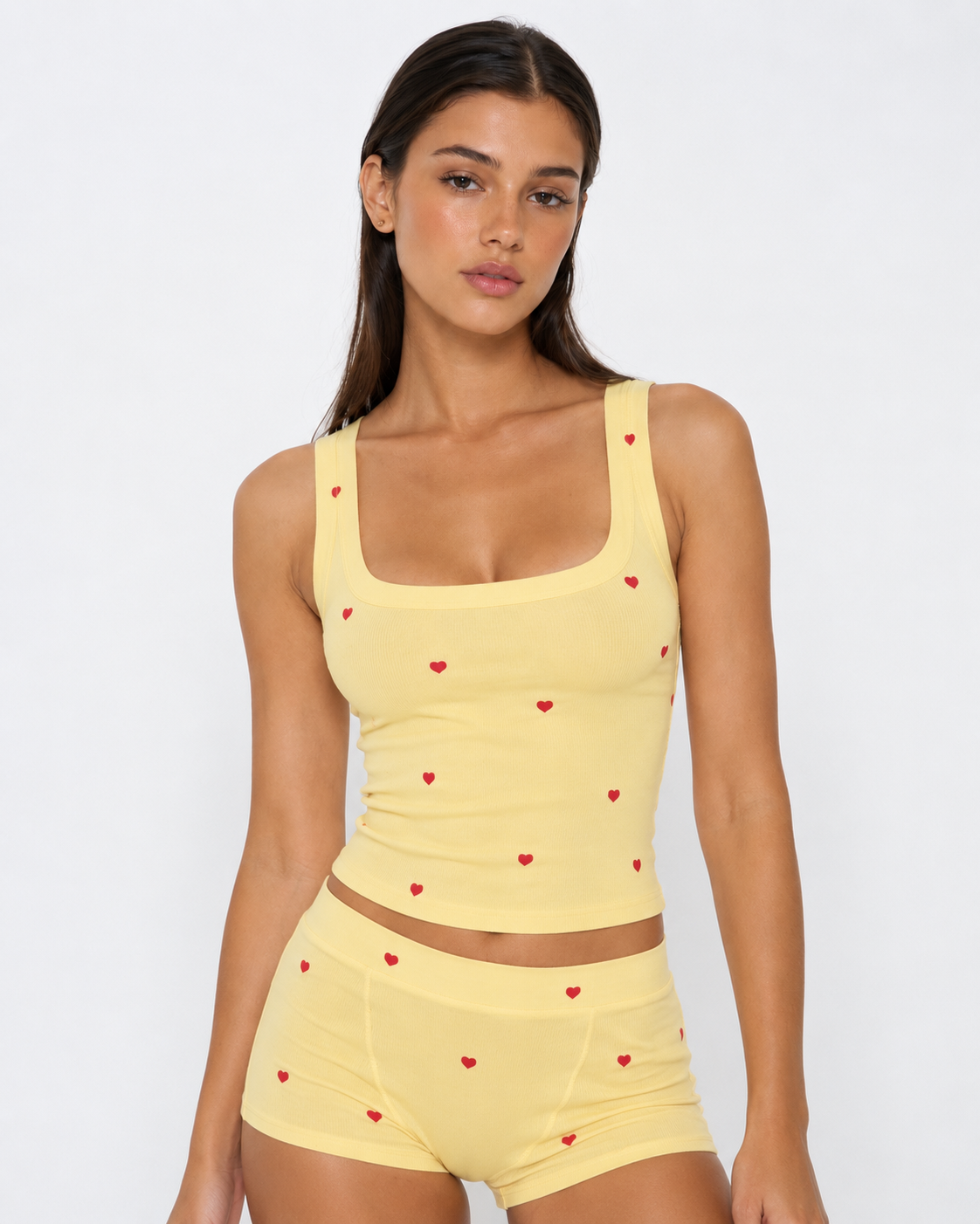 Pijama de canalé con estampado de corazones
