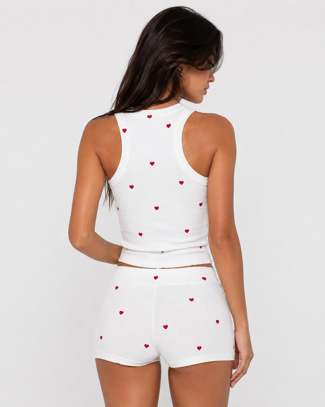 Pijama de canalé con estampado de corazones