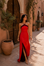 Vestido largo halter con abertura - vista 5