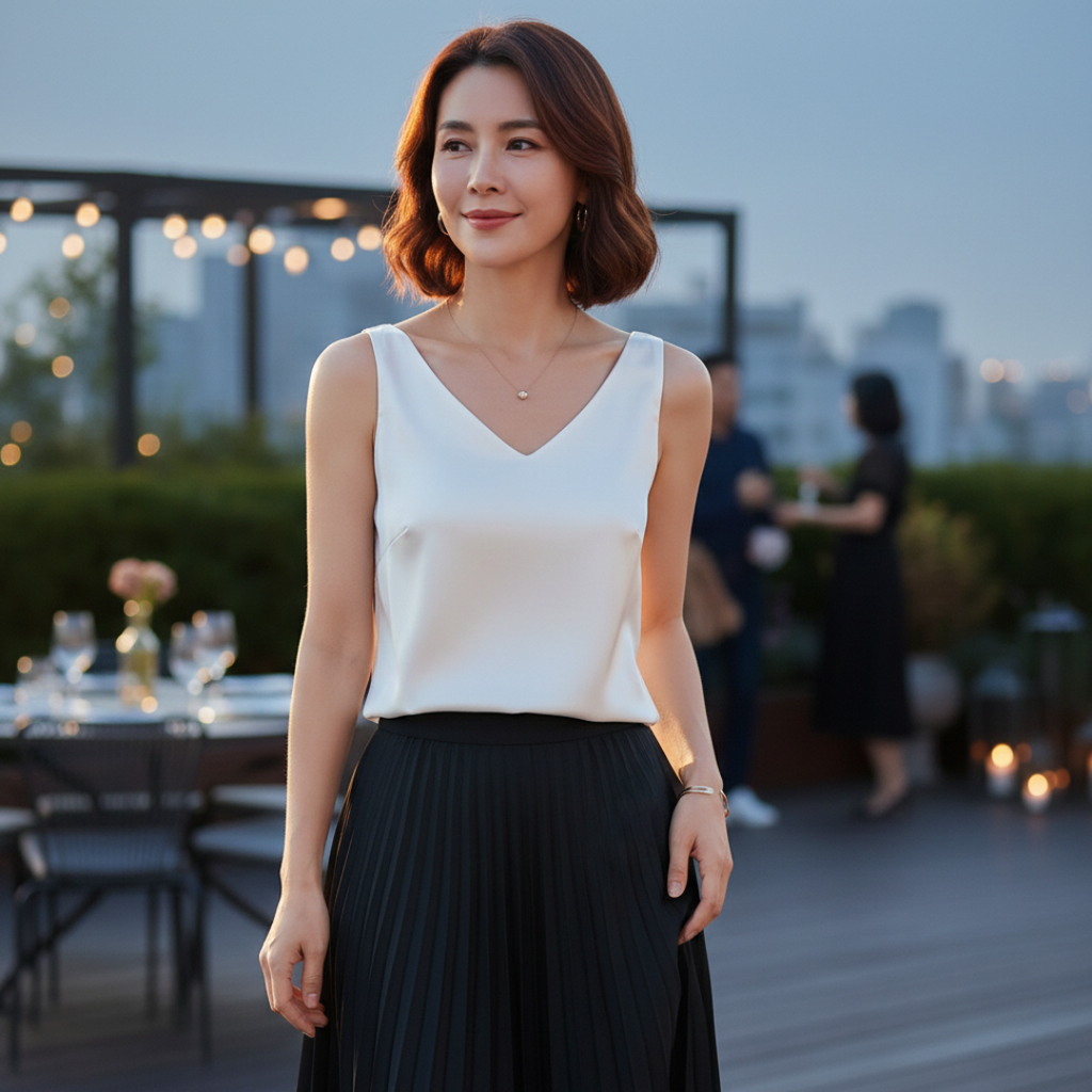 Cecilia™ | Top drapeado sin mangas con cuello pico