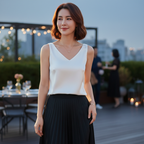 Cecilia™ | Top drapeado sin mangas con cuello pico