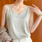 Cecilia™ | Top drapeado sin mangas con cuello pico