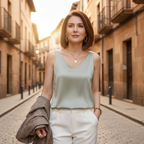 Cecilia™ | Top drapeado sin mangas con cuello pico