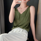 Cecilia™ | Top drapeado sin mangas con cuello pico