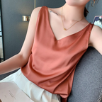 Cecilia™ | Top drapeado sin mangas con cuello pico