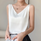 Cecilia™ | Top drapeado sin mangas con cuello pico