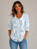 Blusa casual con estampado de hojas