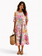 Elena - Vestido Midi Floral Ligero y Fluido