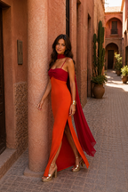 Vestido Largo Drapeado Bicolor - vista 2