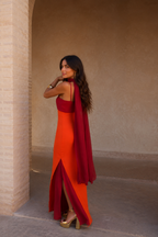 Vestido Largo Drapeado Bicolor - vista 6