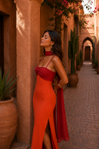Vestido Largo Drapeado Bicolor - vista 7
