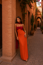 Vestido Largo Drapeado Bicolor - vista 8