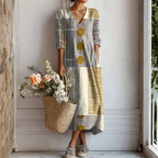 Sophie™ | Vestido midi boho de lino estampado con escote en V