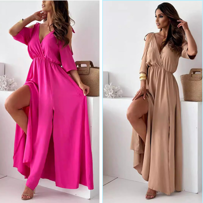 Greta™ | Vestido elegante con escote en V y abertura lateral