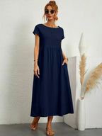 Catalina - Vestido midi fluido de algodón y seda - vista 3