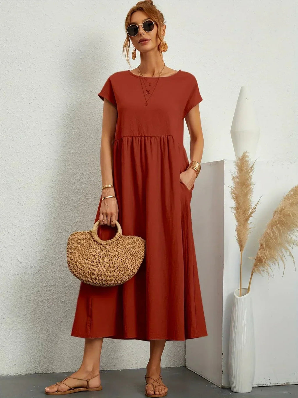 Catalina - Vestido midi fluido de algodón y seda - vista 11