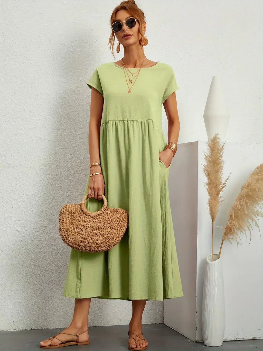 Catalina - Vestido midi fluido de algodón y seda - vista 6