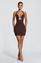 Charlotte minivestido corsé color ciruela - look completo