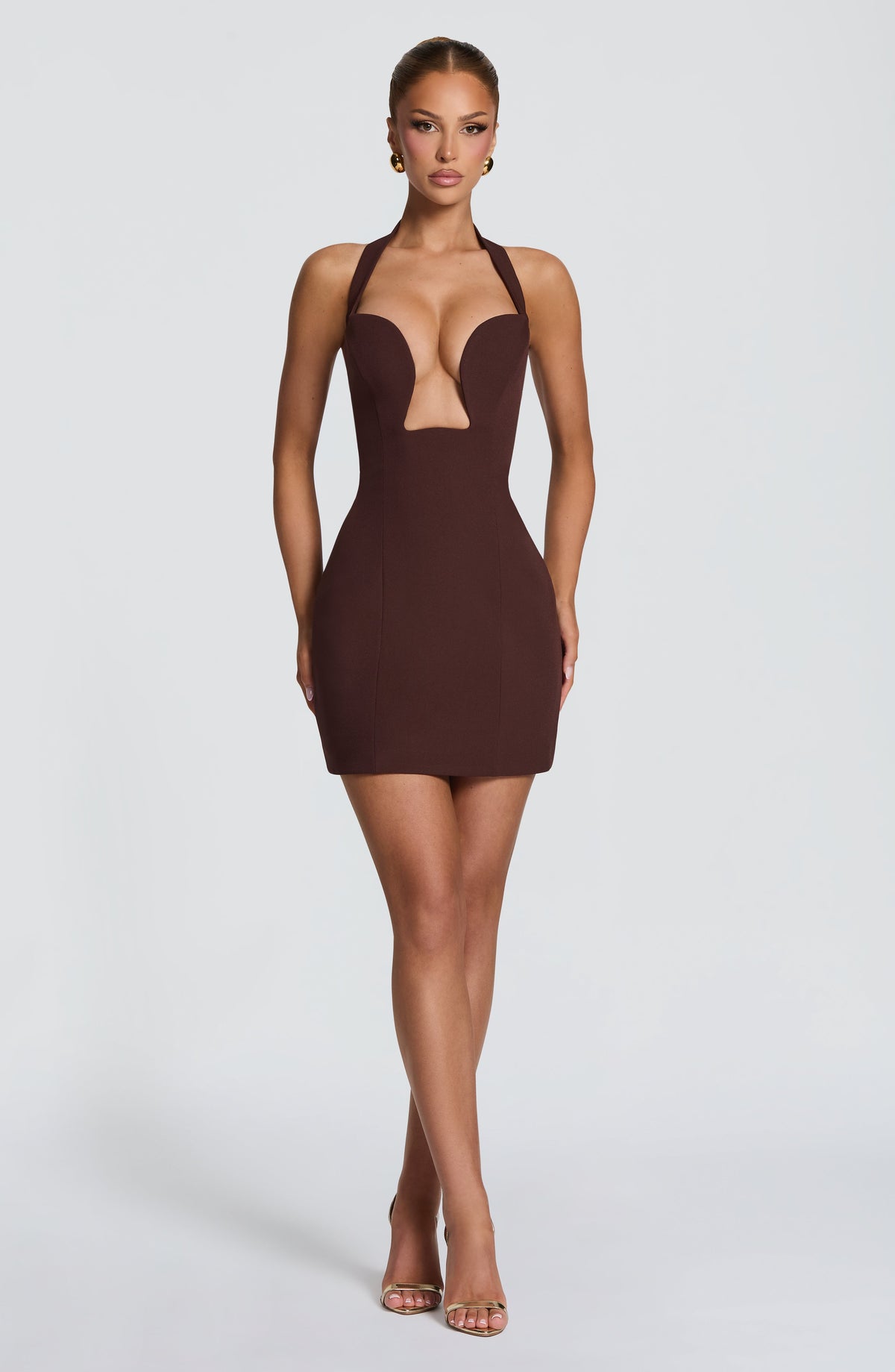Charlotte minivestido corsé color ciruela - look completo