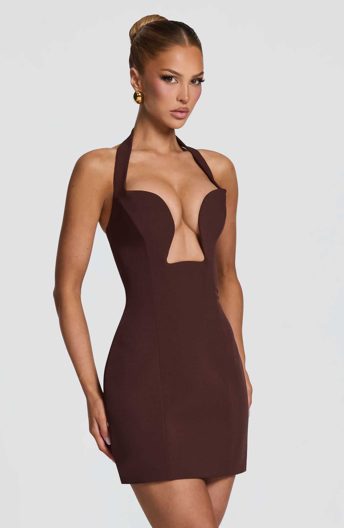 Charlotte minivestido corsé color ciruela - vista lateral