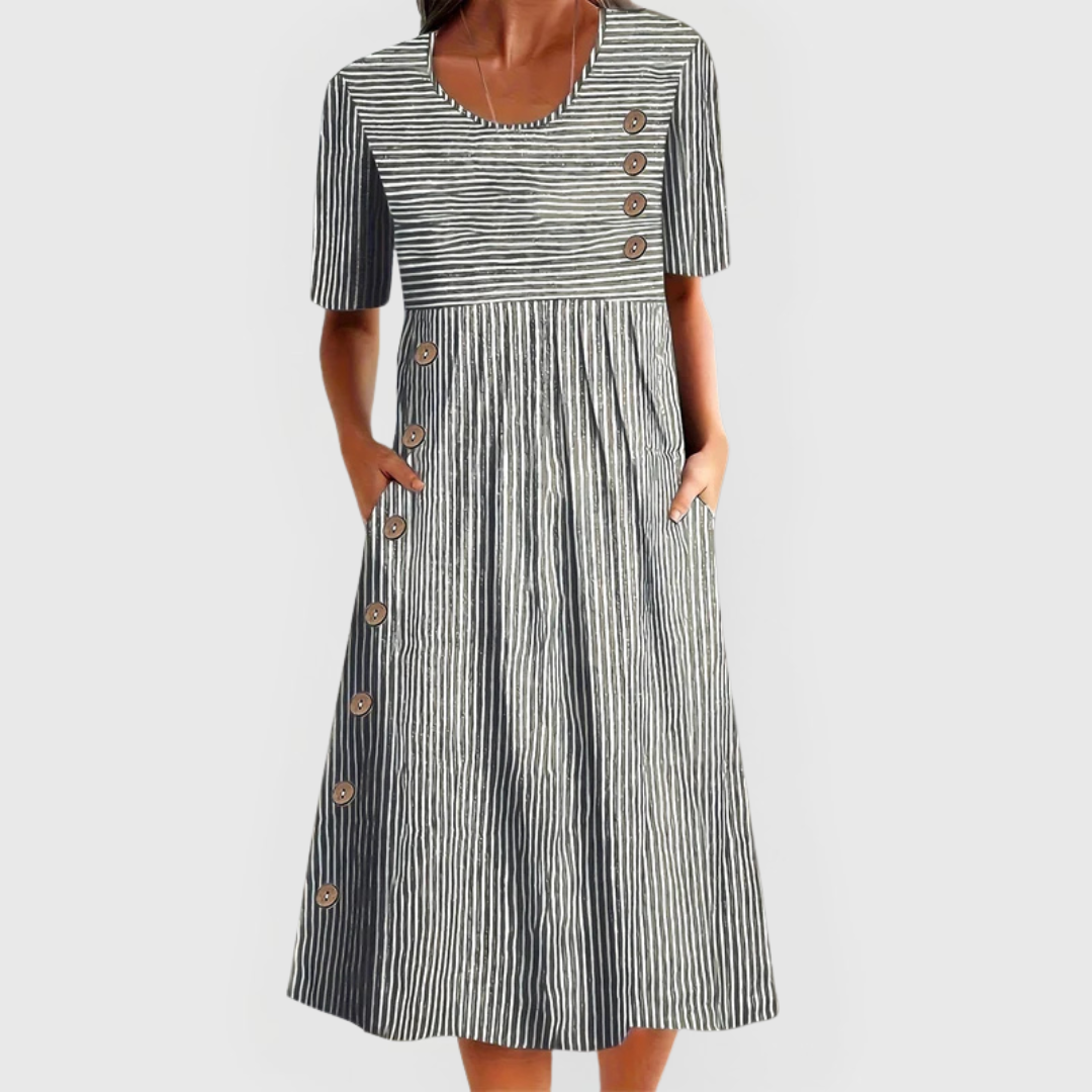 Julia | Vestido midi fluido a rayas