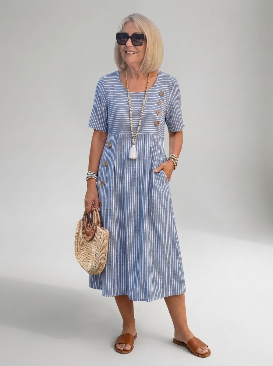 Julia | Vestido midi fluido a rayas