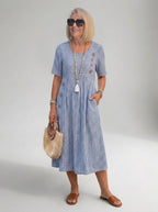 Julia - Vestido midi fluido a rayas