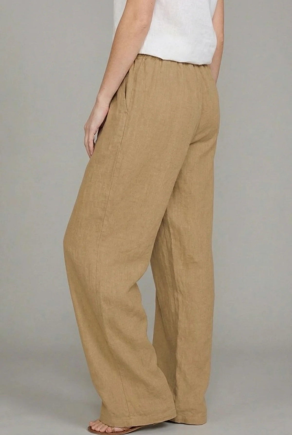 Mabel™ | Pantalón de lino ancho con cintura elástica y cordón