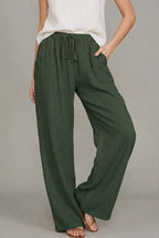 Mabel™ | Pantalón de lino ancho con cintura elástica y cordón