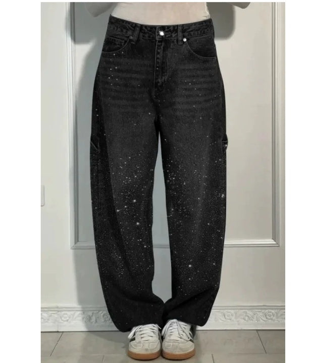 Sydney™ | Vaqueros baggy de tiro alto con brillantes