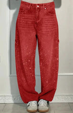 Sydney™ | Vaqueros baggy de tiro alto con brillantes