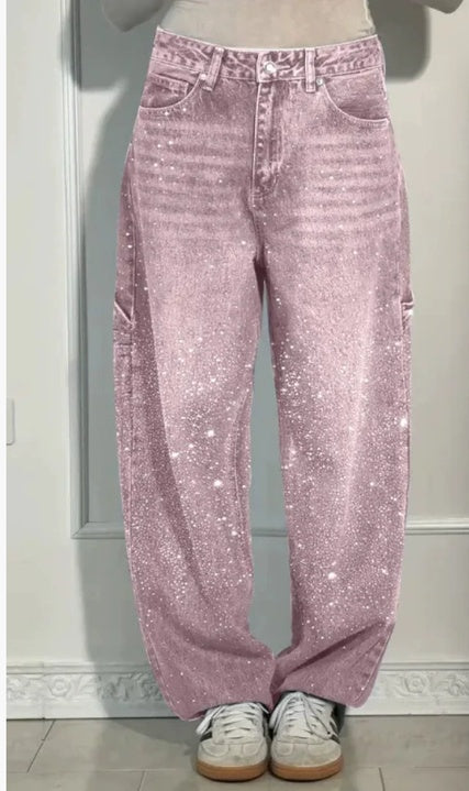 Sydney™ | Vaqueros baggy de tiro alto con brillantes